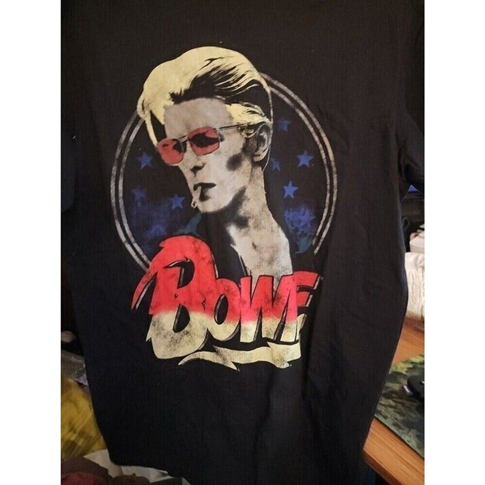 David‎ Bowie Men's T-shirt Medium Black Diamond Dogs Short Sleeve Nice BBB